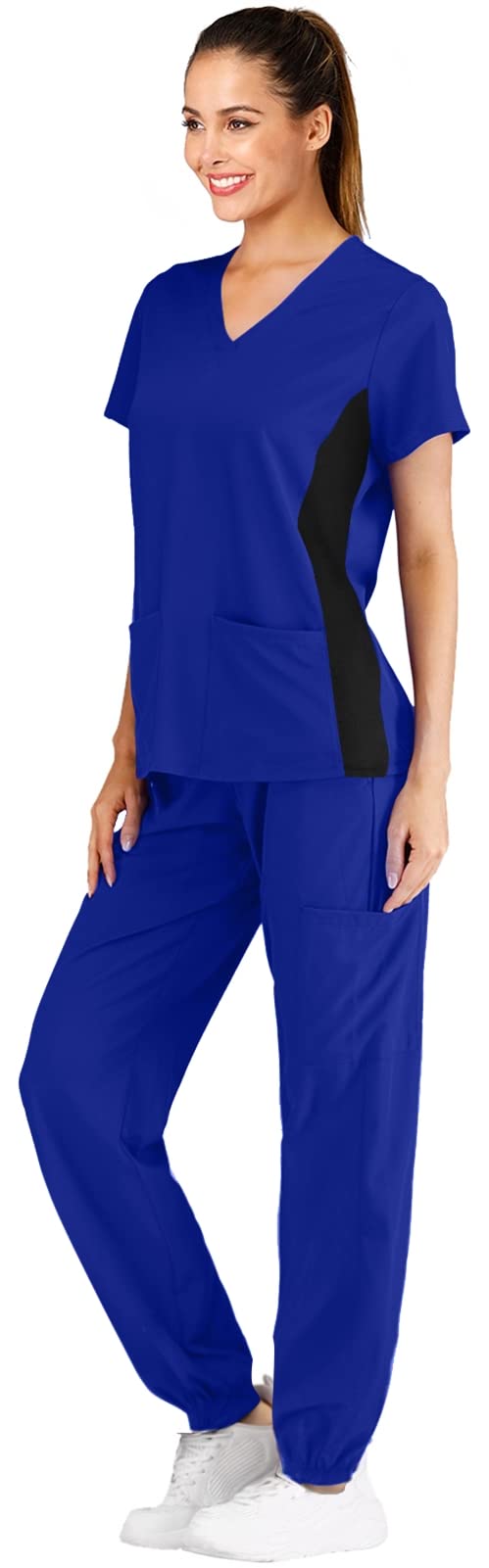 Stretchy Women's Scrubs Set with Jogger Pants - Comfortable Medical Uniform for Nurses & Healthcare Workers | Perfect for Hospital Shifts, Clinics & Healthcare Professionals