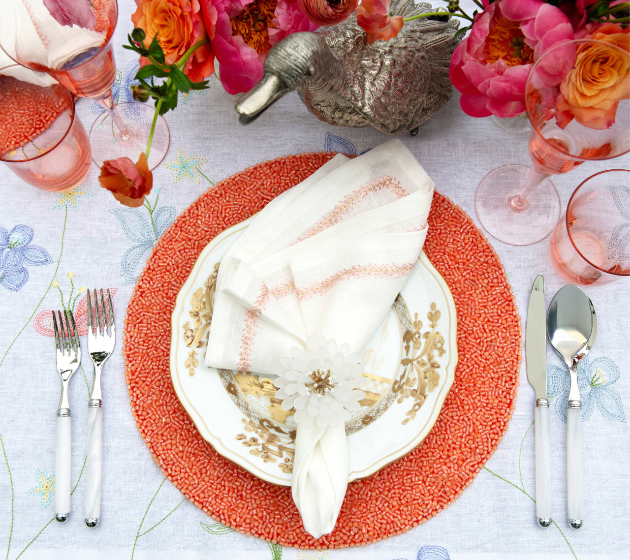 Premium Coral Placemats Set of 4 - Waterproof & Heat-Resistant Table Mats for Dining, Kitchen, and Party Decor