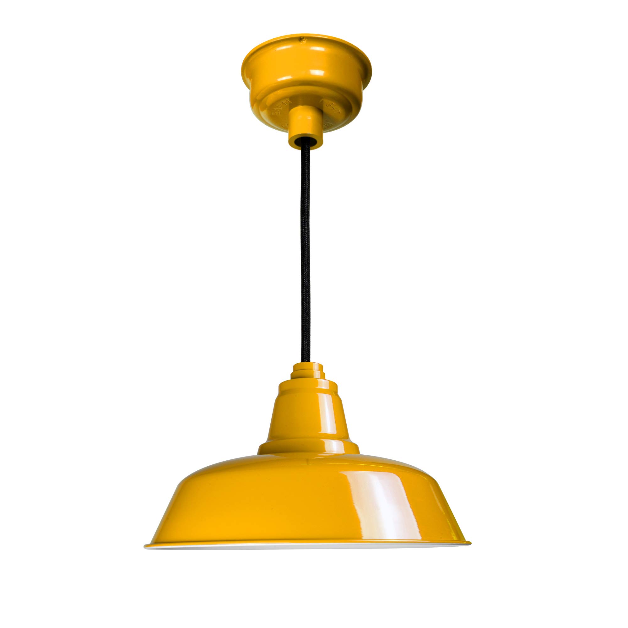 Cocoweb 16 Inch Vintage Goodyear Pendant Ceiling Light Fixture - Adjustable Cord, Yellow Glass Shade | Perfect for Kitchen Island, Dining Room, and Bedroom Lighting