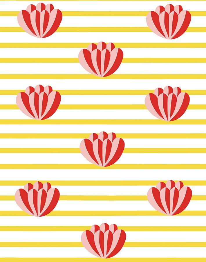 Clare V. 'Lotus Stripe' Wallpaper - Floral Peel & Stick Wallpaper for Bedroom, Living Room | Marigold Pattern Removable Wallpaper for Home Decor
