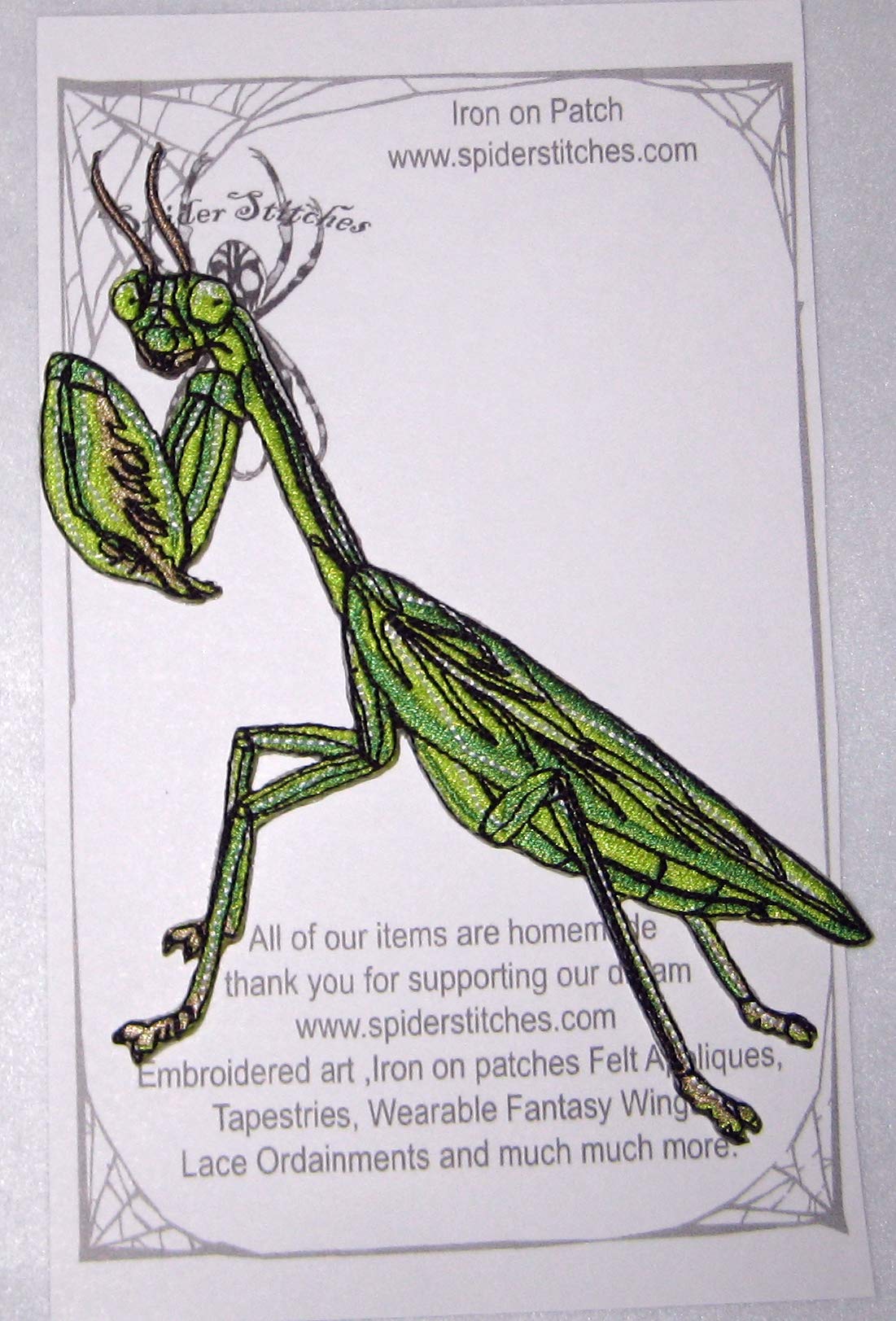 Chinese Praying Mantis Iron-On Patch - Tenodera Sinensis Insect Embroidered Patch for DIY, Jackets, Backpacks & Costumes | Unique Bug & Spider Stitches for Nature Lovers