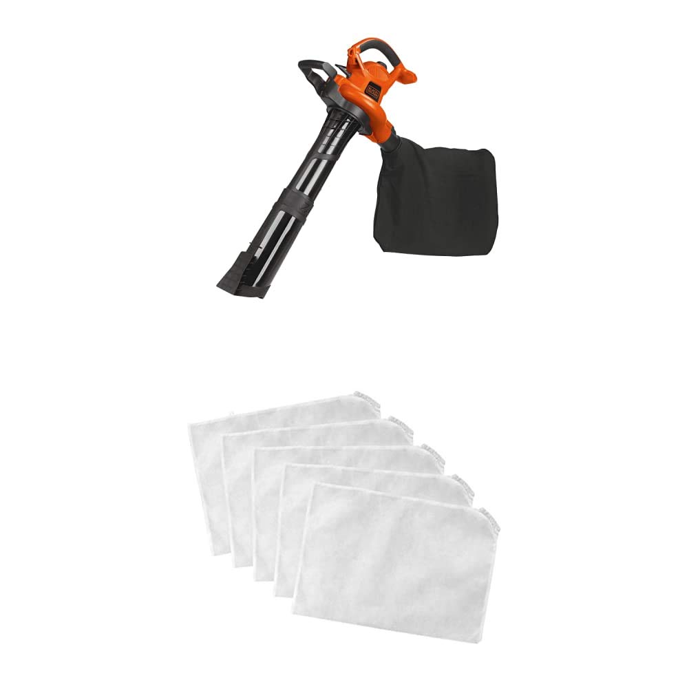 BLACK+DECKER BV6000 3-in-1 Electric Leaf Blower, Mulcher & Vacuum with Disposable Bags (BV-008) - Powerful Yard Cleanup for Leaves, Grass Clippings & Debris | Perfect for Driveways, Patios & Lawn Maintenance