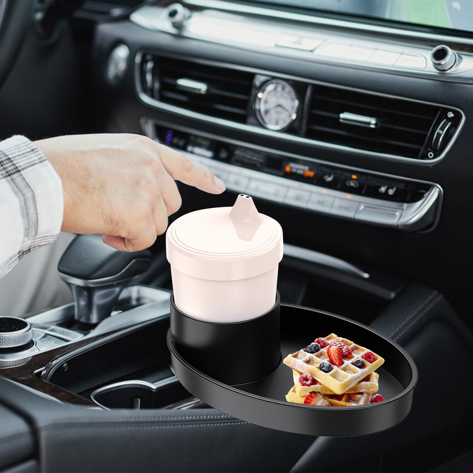 Portable Car Seat Snack Tray - 2PCS Multifunctional Travel Tray with Cup Holder for Kids, Stroller & Car Seat Accessories | Perfect for Road Trips, Snacking & Organizing Toys On-The-Go