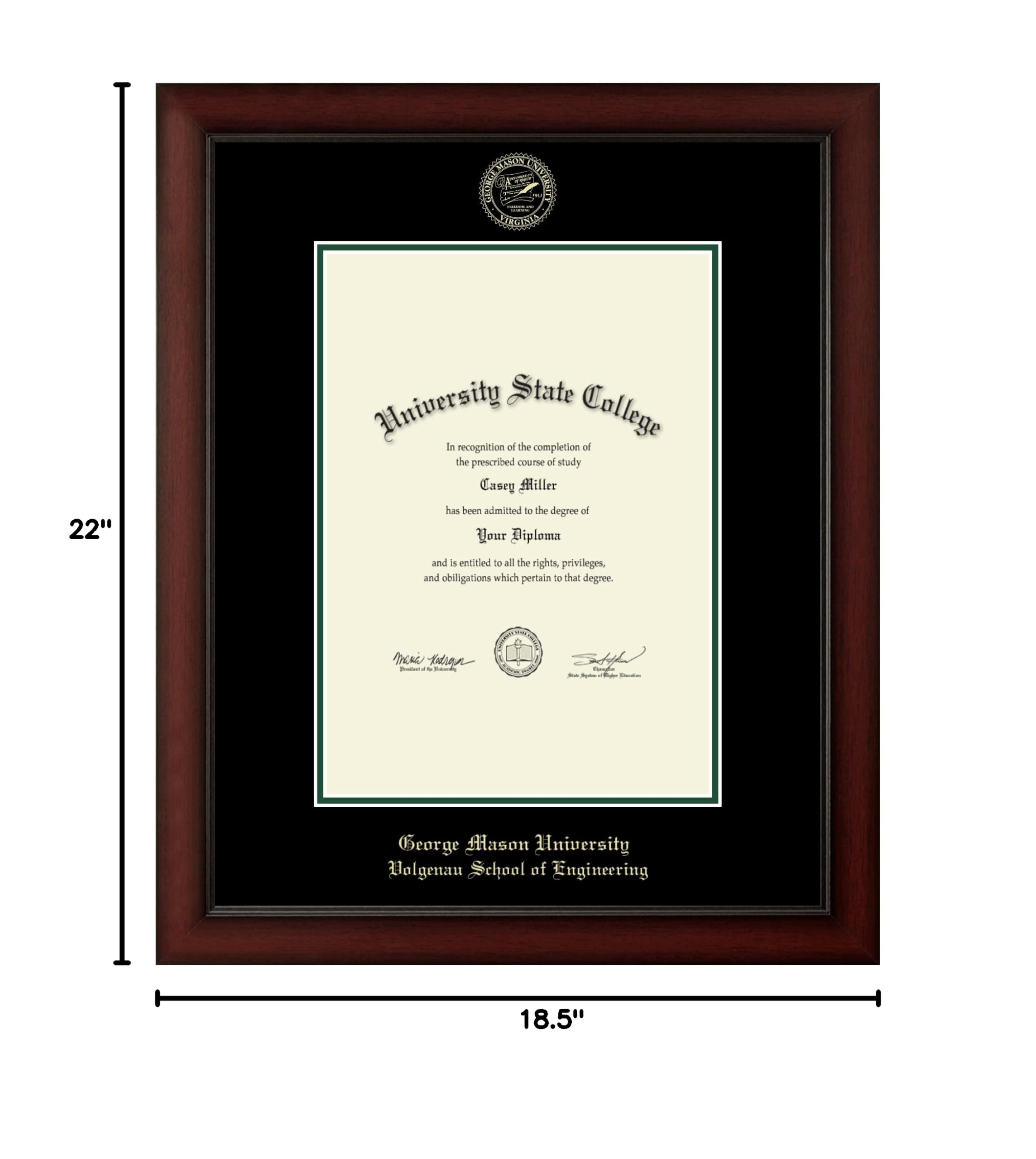 George Mason University Volgenau School of Engineering Diploma Frame 10x14 Inches - Gold Embossed Display Frame for Bachelor's, Master's & PhD Degrees - Perfect for Graduation Gifts & Office Decor