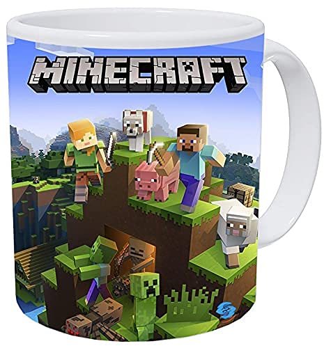 CRAFT MANIACS Minecraft Printed White 330 ML Ceramic Tea & Coffee Mug | Microwave & Dishwasher Safe | Perfect for Gaming Gifts & Office Use