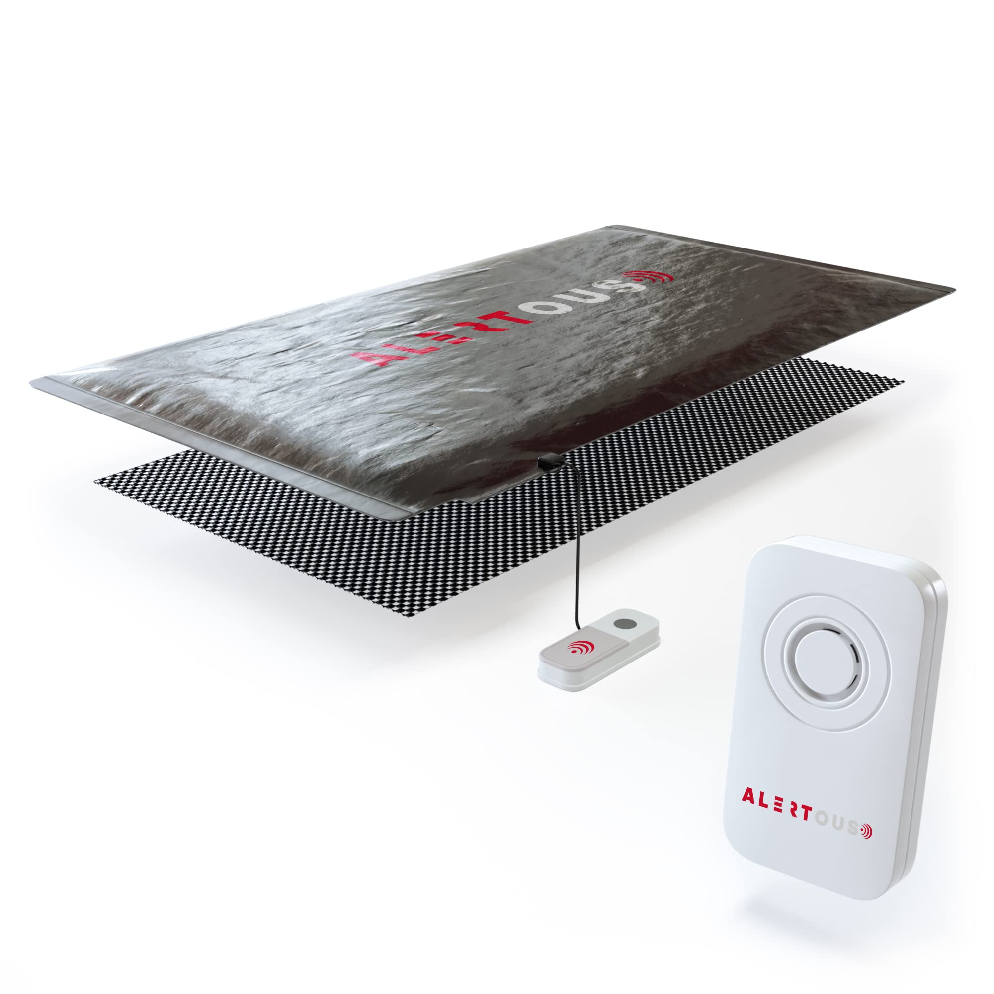 Wireless Floor Sensor Pressure Mat for Elderly & Dementia Care - Portable Wireless Alarm Receiver with Non-Slip Design - Ideal for Home Safety, Bedroom Monitoring & Fall Prevention