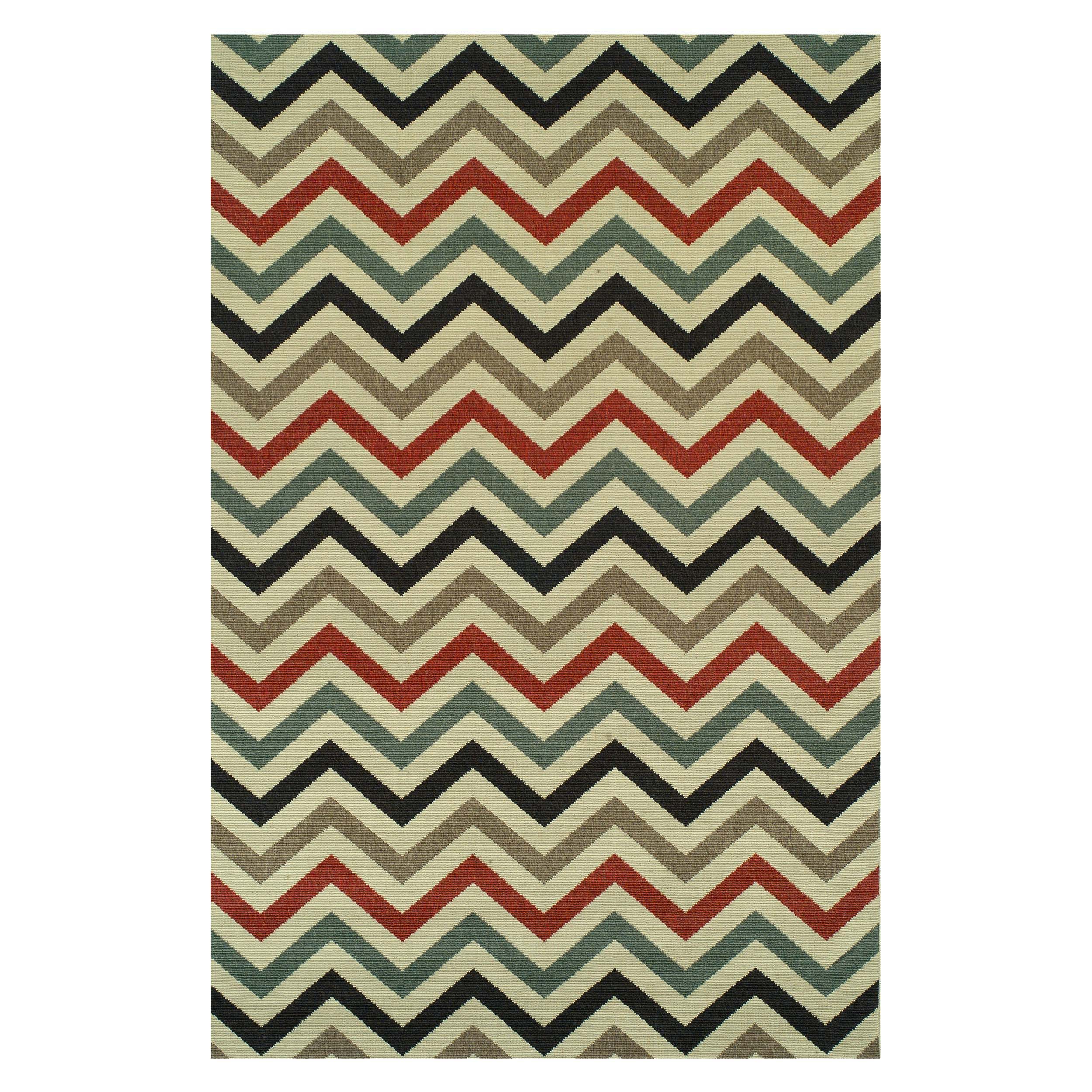 Chevron Zig Zag Geometric Modern Indoor Outdoor Area Rug - Non-Slip Soft Comfortable for Living Room, Bedroom, Patio & Office Decor