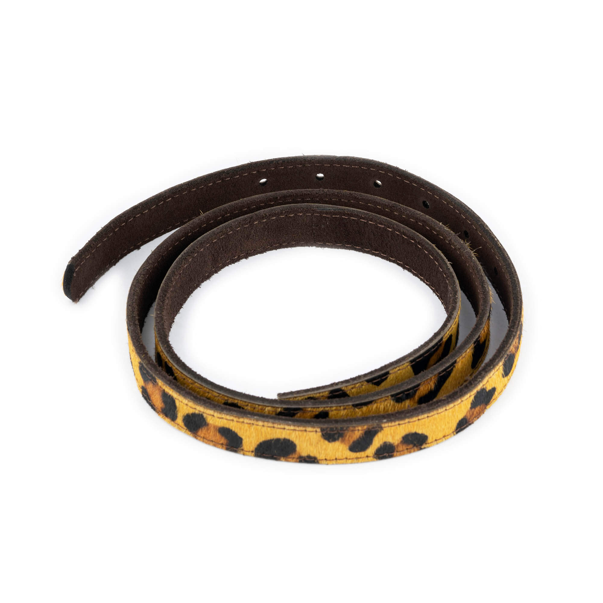 Genuine Brown Suede Reversible Belt with Leopard Print - Compatible with Fendi Buckles | Fashion Accessory for Men & Women | Perfect for Casual Outfits, Office Wear & Special Occasions
