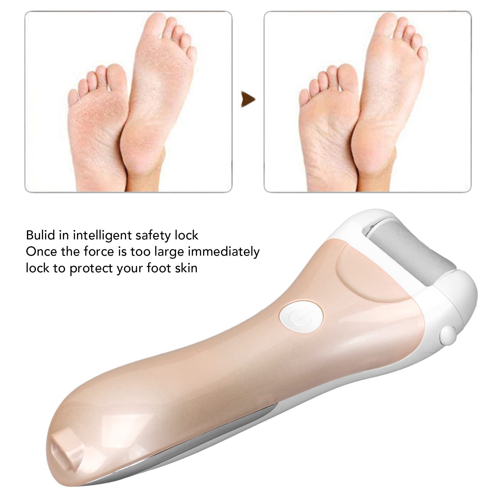 Rechargeable Electric Foot File Callus Remover - Portable Pedicure Kit with 2 Roller Heads for Dead, Cracked & Dry Skin - Perfect for Home Foot Care & Salon Pedicures