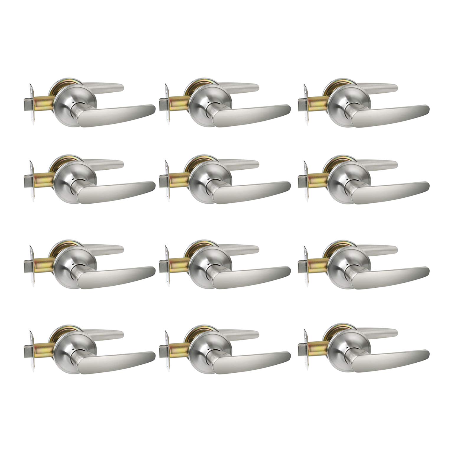 14-Pack Hall/Closet Lever Handle Locks - Satin Nickel Finish - Non-Locking Passage Door Knobs for Interior Doors - Perfect for Bedrooms, Bathrooms & Closets