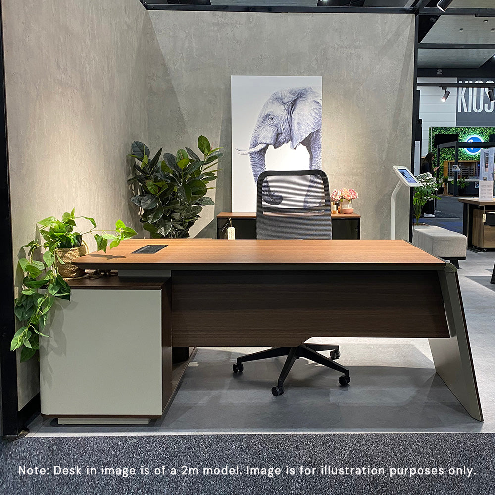ANDERS Executive Desk with Reversible Return - 1.4M Modern Office Desk in Hazelnut & Beige | Home Office Furniture for Professionals & Remote Workers