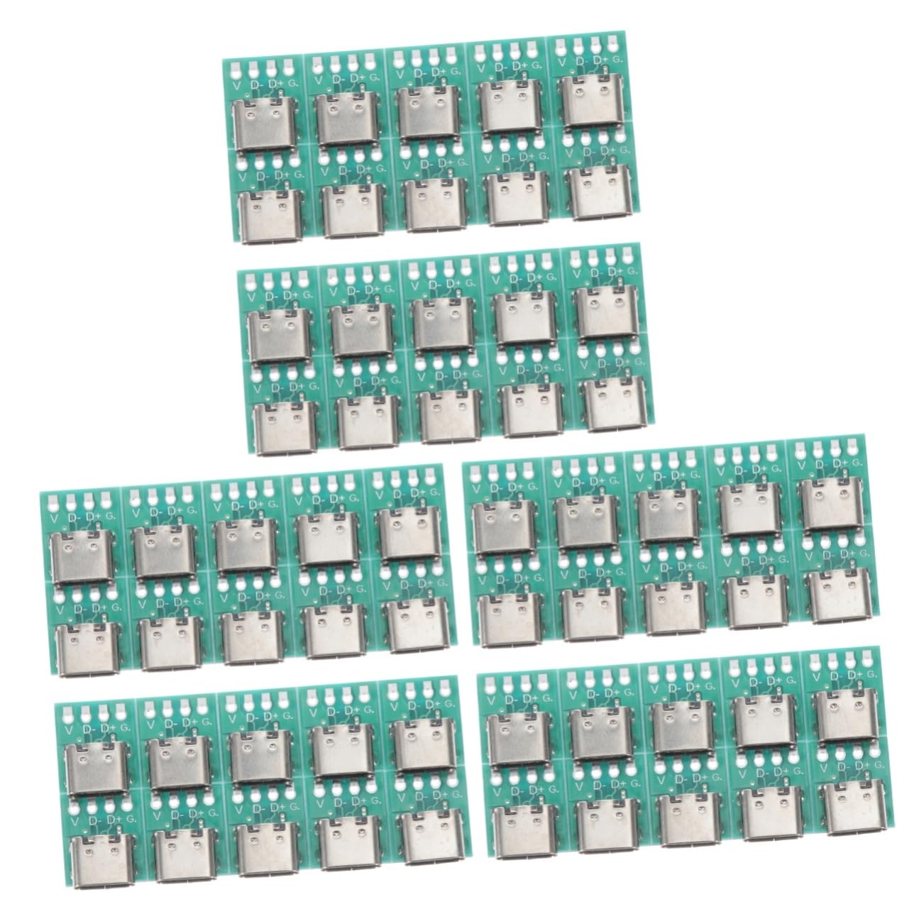 OSALADI 60 Pcs USB Type C Test Board - PCB Converter Board for Wires & Cables, USB 3.1 Female Connector Board with Fan Splitter - Perfect for DIY Electronics Projects, PC Building & Device Testing