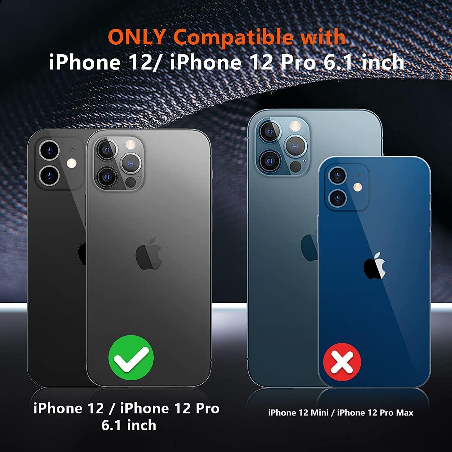 SPIDERCASE Shockproof iPhone 12/12 Pro Case - Durable Dark Blue Protective Cover for iPhone 12 & iPhone 12 Pro | Perfect for Outdoor Activities, Work & Daily Use