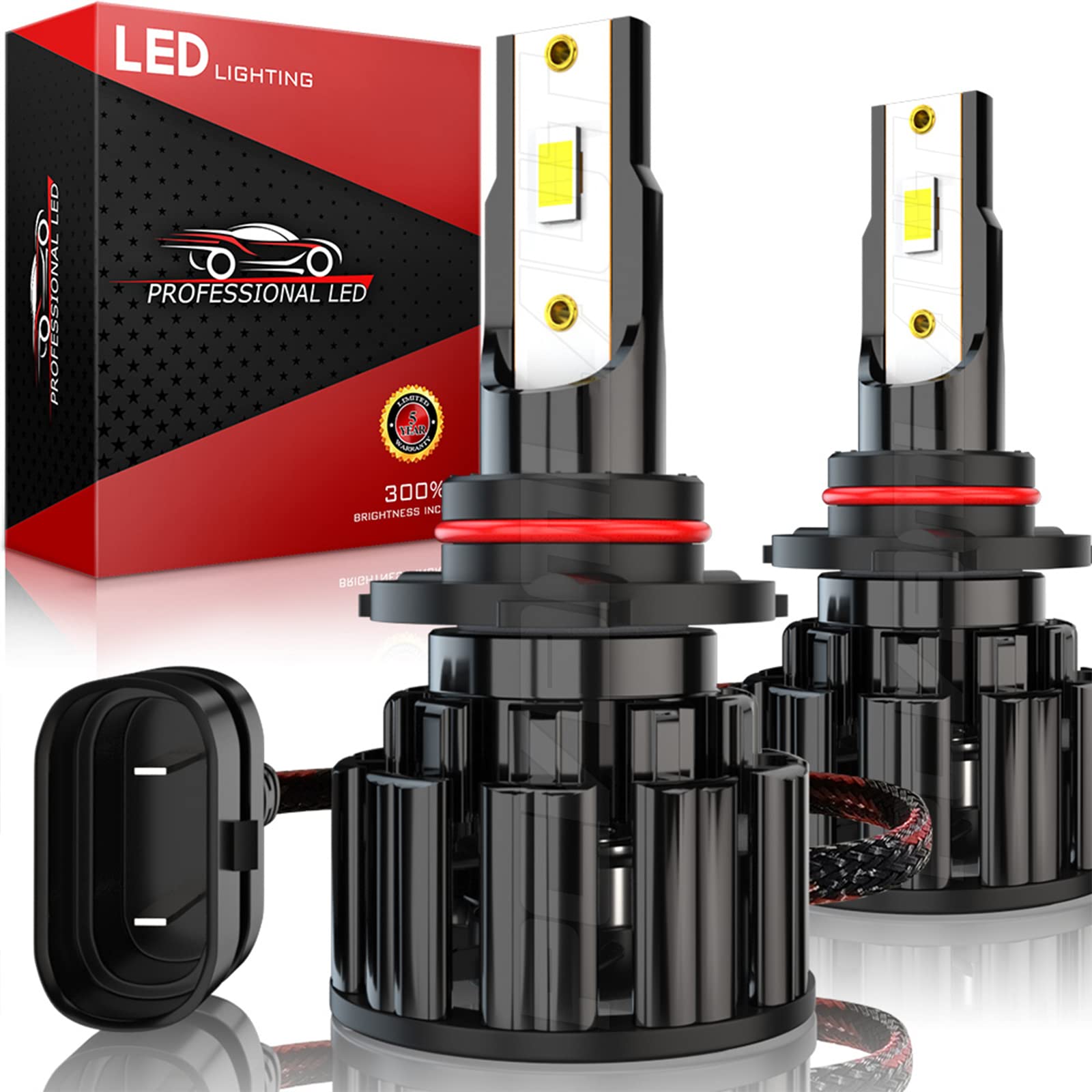 9005/HB3 LED Headlight Bulbs - 60W 10000LM Super Bright 6000K White High/Low Beam Conversion Kit - IP67 Waterproof, Plug and Play - Pack of 2 - Perfect for Night Driving, Off-Roading & Foggy Conditions