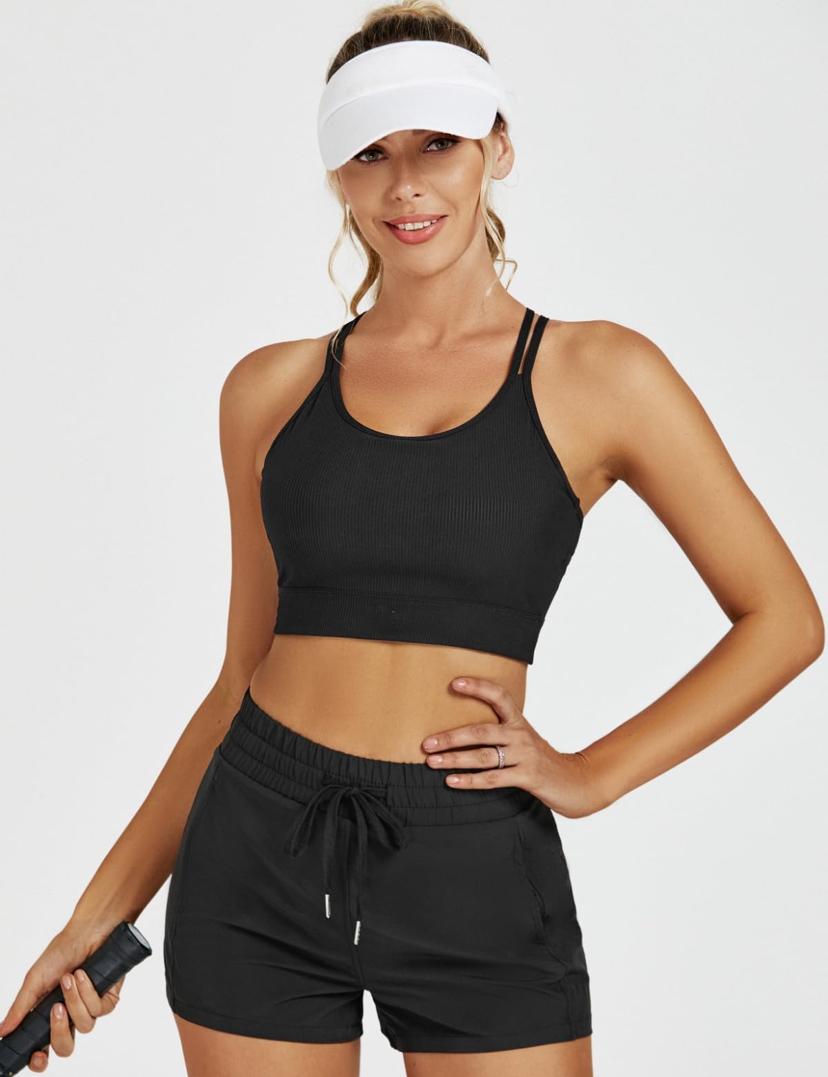 CiCiBird Women's Crisscross Back Sports Bra - Padded Racerback Crop Top for Yoga, Gym & Workout | Breathable & Supportive Activewear for Running, Pilates & Fitness Training