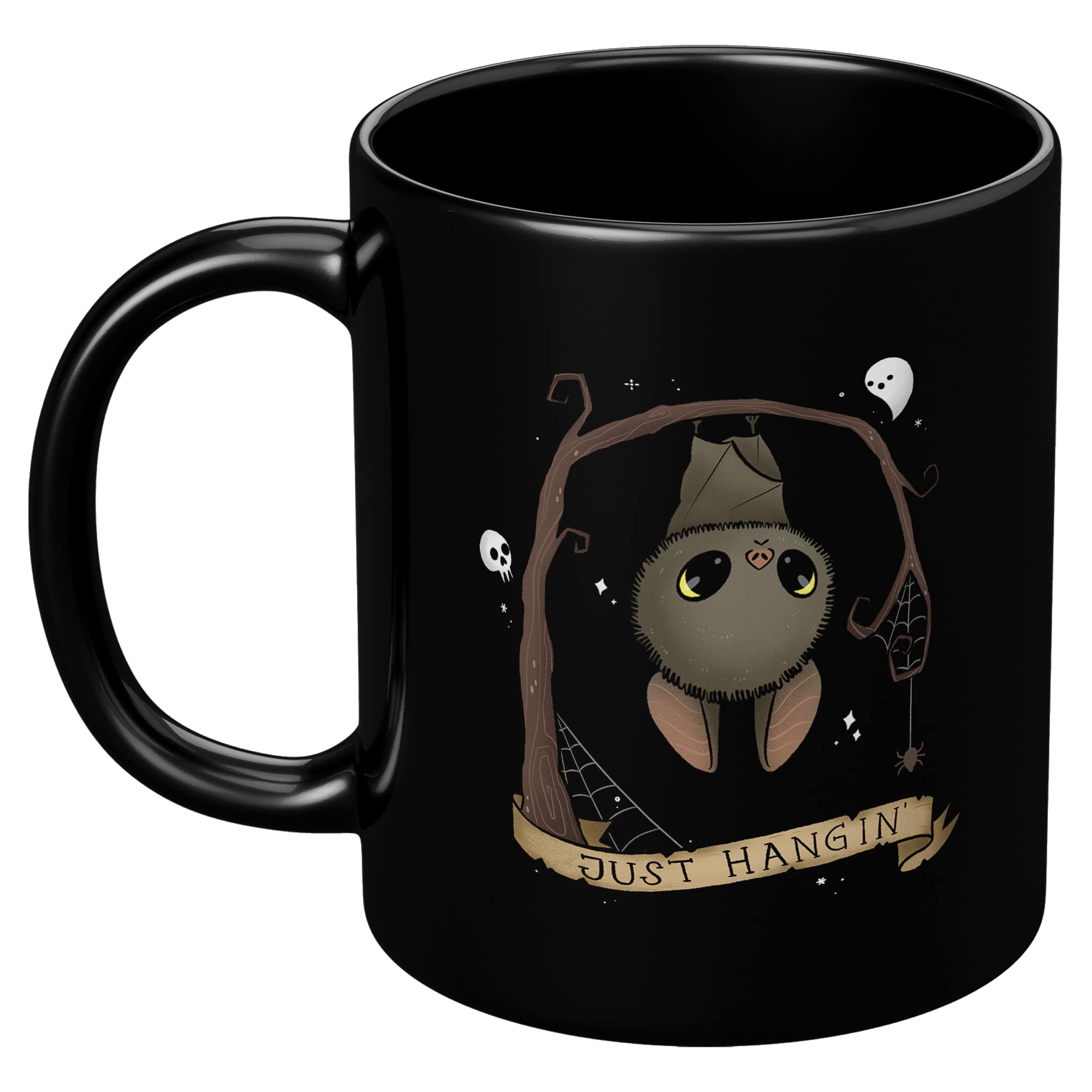 Funny Halloween Coffee Mug - Cute Hanging Bat Design for Spooky Coffee Lovers | Perfect for Halloween Parties, Office Gifts & Coffee Break Humor