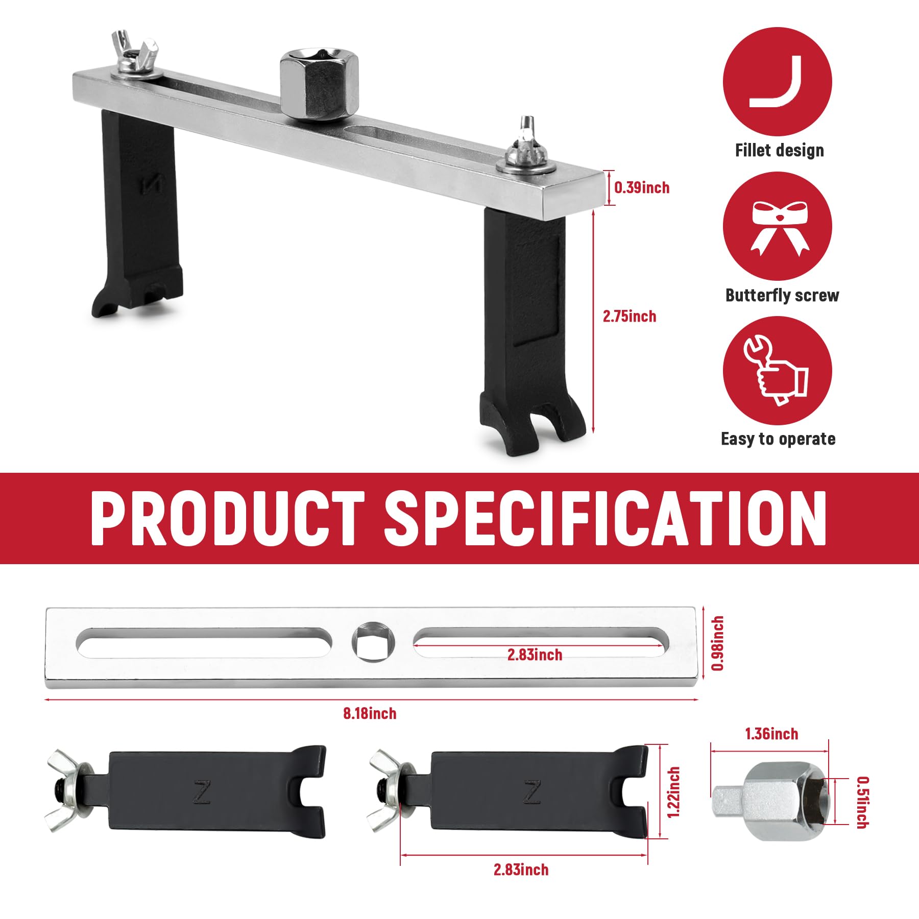 Universal Fuel Pump Removal Tool Kit - Adjustable 2-Jaw Lock Ring Wrench for 3/8