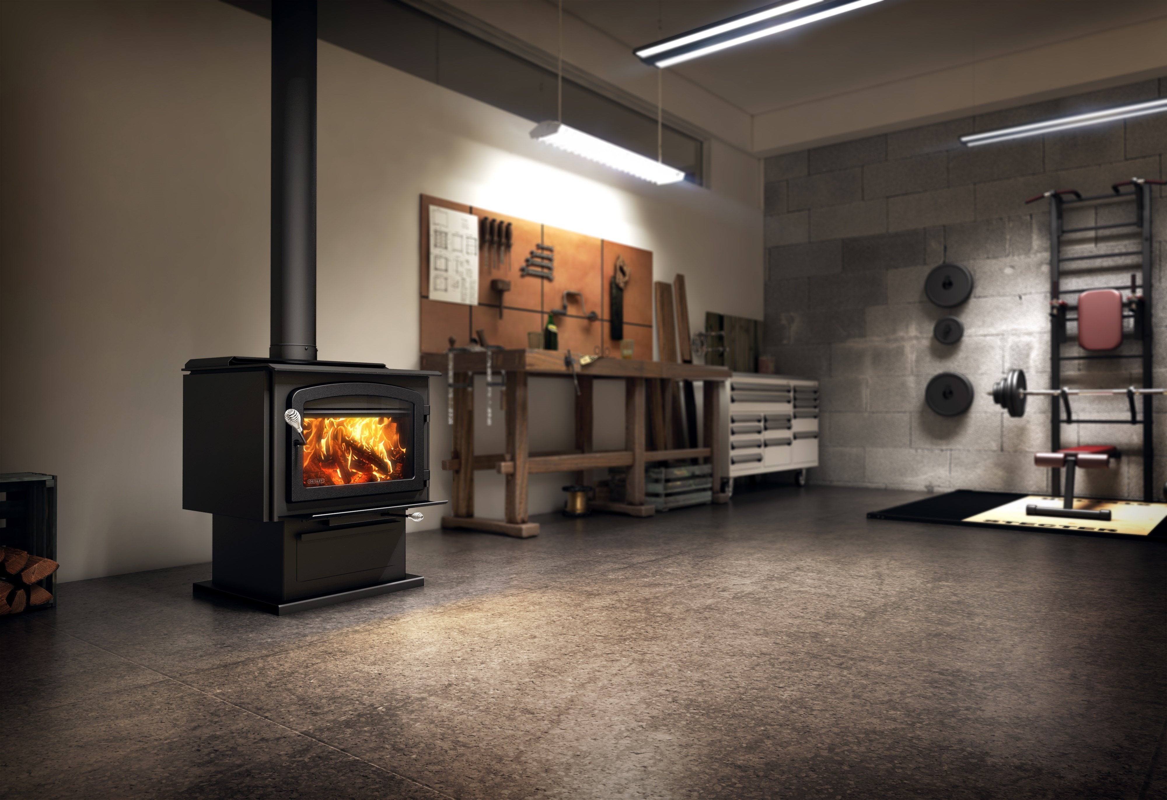 Drolet Escape 2100 EPA Certified Wood Stove - Heats Up to 2,700 Sq. Ft. - Efficient & Eco-Friendly Heating for Homes, Cabins, and Outdoor Living Spaces