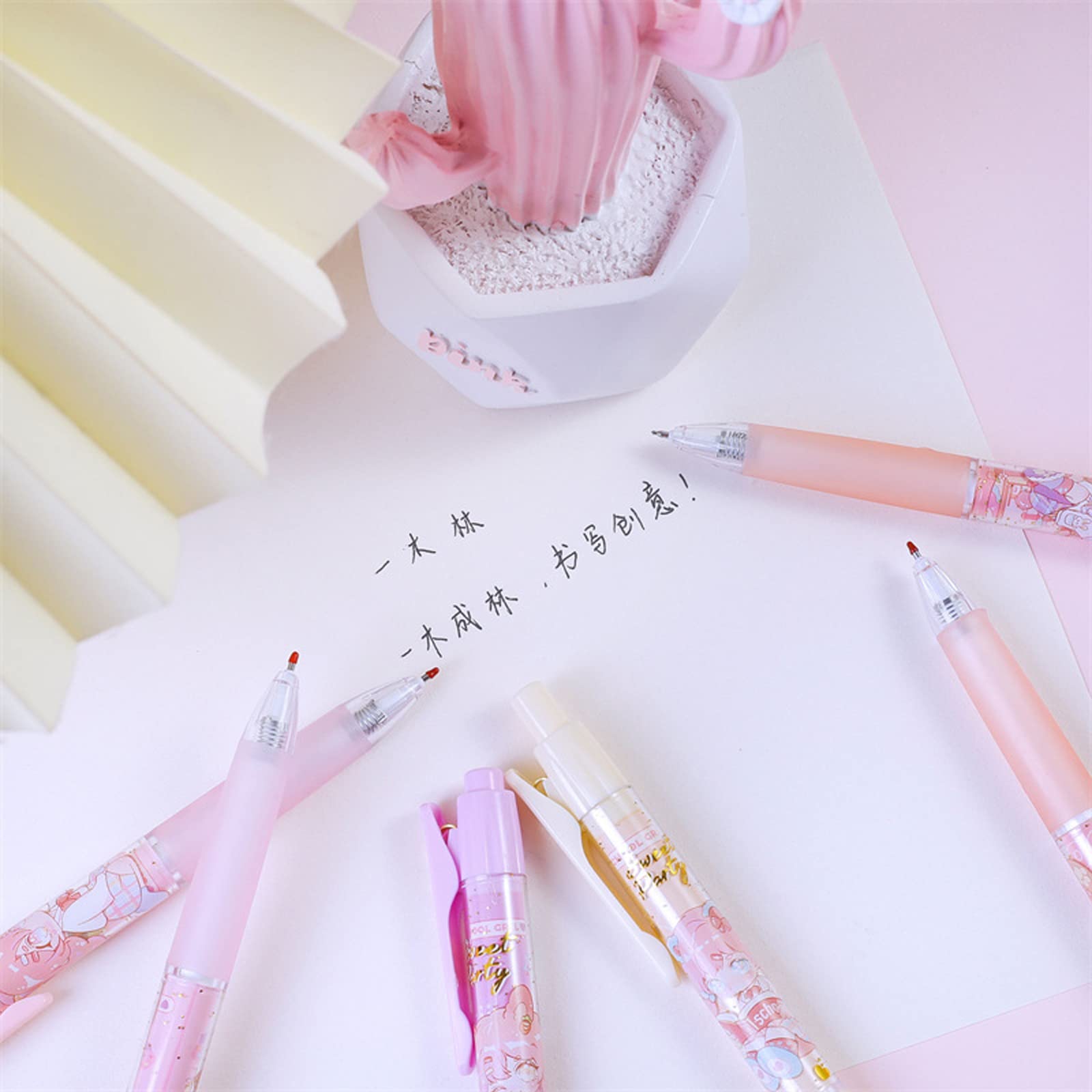 Kawaii Japanese Gel Pens for Students - Cute Signature Pens, Sweet Peach Diary Design - Perfect for Journaling, Note Taking & Gift Giving