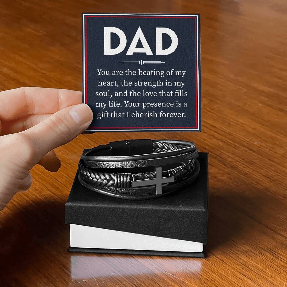 Stylish Leather Cross Bracelet for Dad - Perfect Father's Day, Birthday & Christmas Gifts - Ideal for Daily Wear & Special Occasions