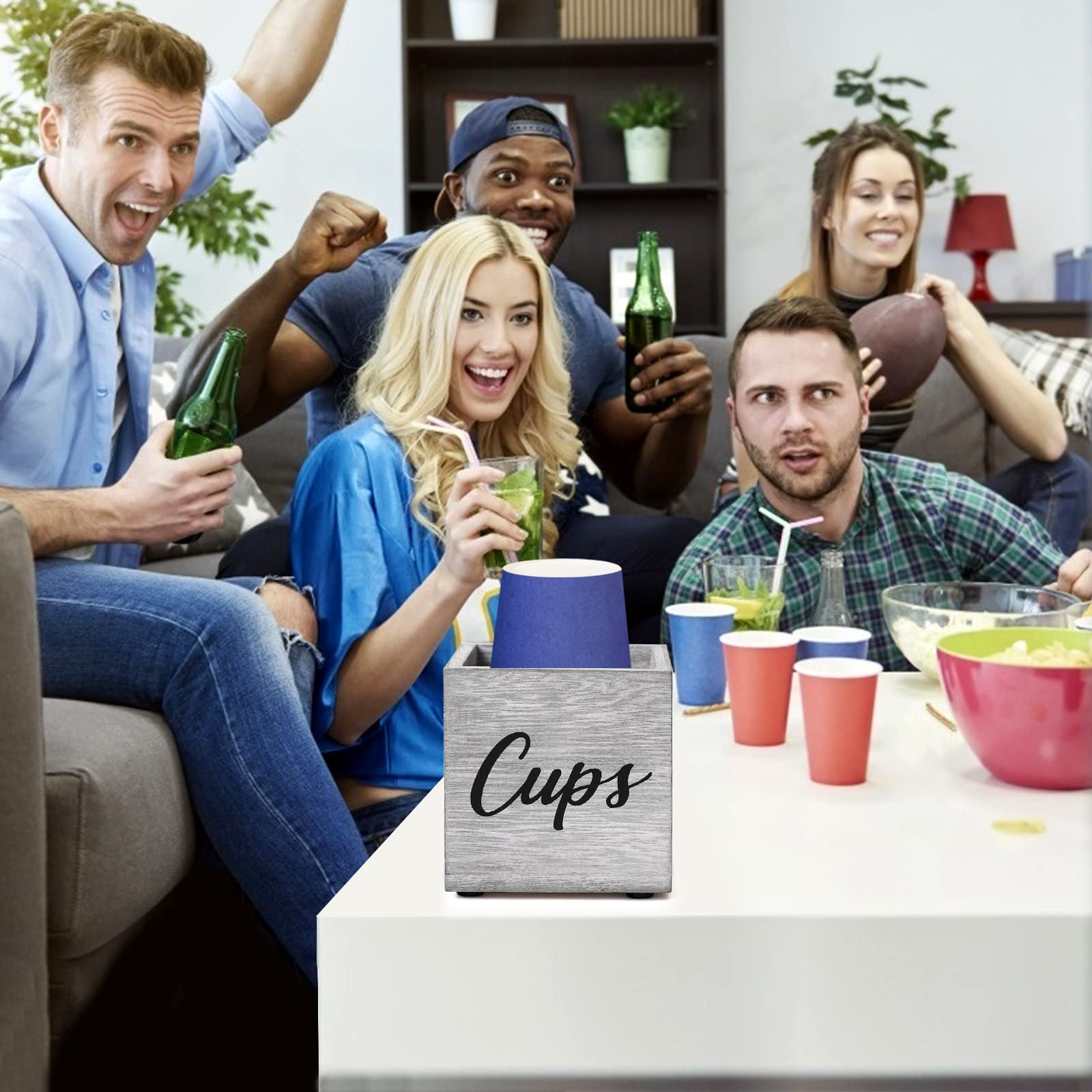 Wooden Cup Dispenser Holder for 3oz-5oz Paper Cups | Bathroom, Kitchen & Party Decor | Farmhouse Style Dixie Cup Organizer for Mouthwash, Coffee & Bar Counter - Perfect for Home, Office & Restaurant Use