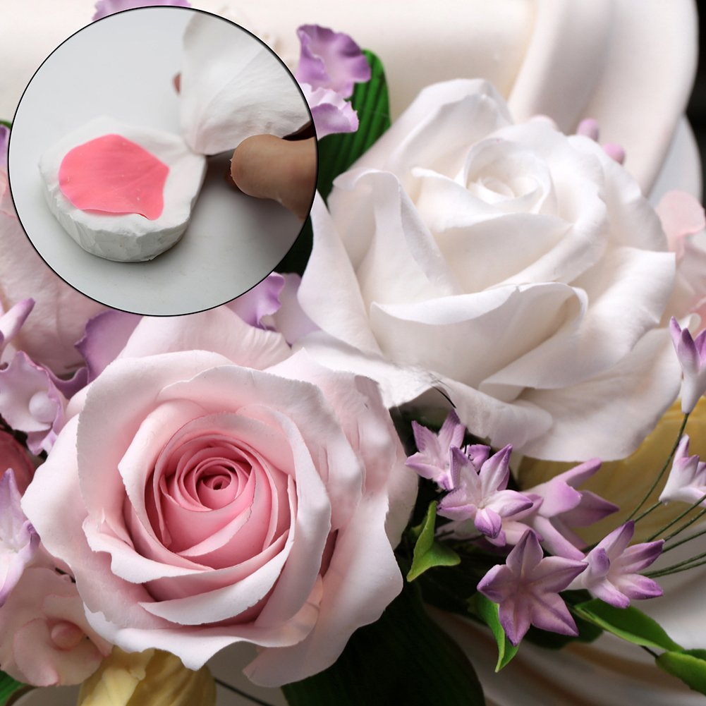 3D Rose Petals Silicone Mold for Fondant, Chocolate, Baking, Cookies & Soap Decorating - Perfect for Cake Decor, DIY Crafts & Wedding Desserts