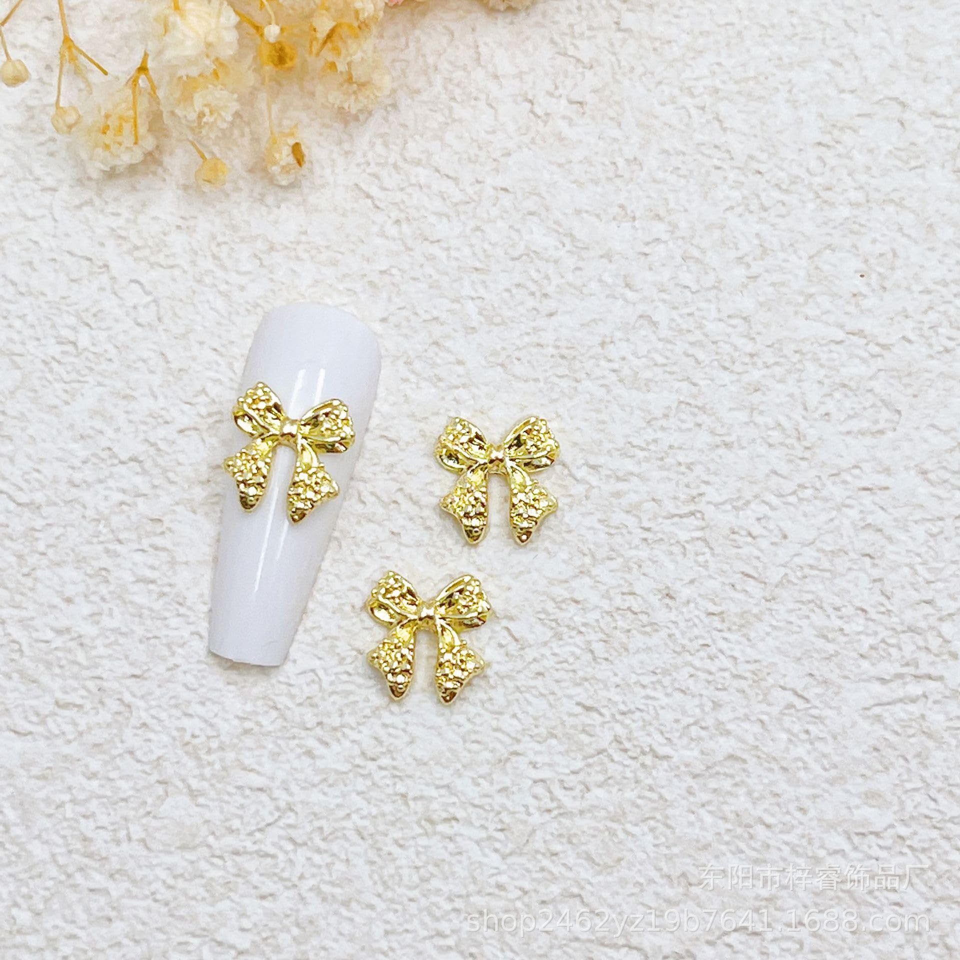 40pcs Gold & Silver Bow Nail Charms for Nail Art Design - Perfect for DIY Manicures