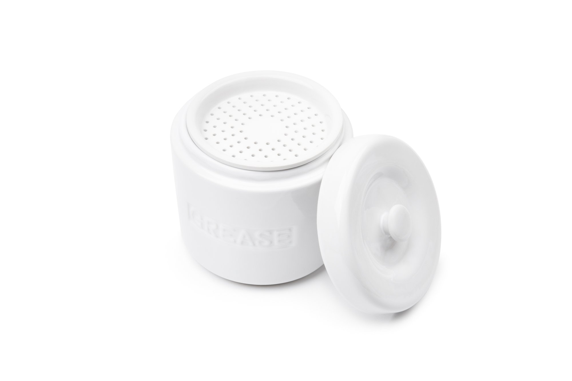 Fox Run 6238 Porcelain Grease Container - White | Durable Kitchen Grease Keeper for Cooking, Frying & Baking | Perfect for Restaurants, Home Kitchens & Outdoor BBQs