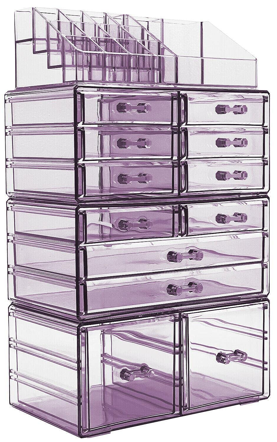 Large Acrylic Makeup Organizer - 12 Drawers & 16 Compartments for Bathroom Vanity