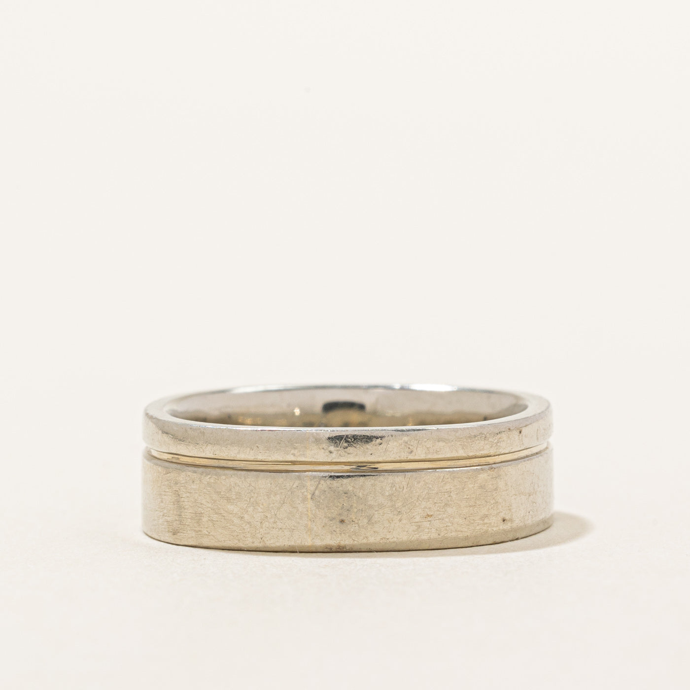 19k White Gold Soft Square Band Ring - Size 7 | Elegant Minimalist Wedding Band, Anniversary Gift for Women | Perfect for Everyday Wear & Special Occasions