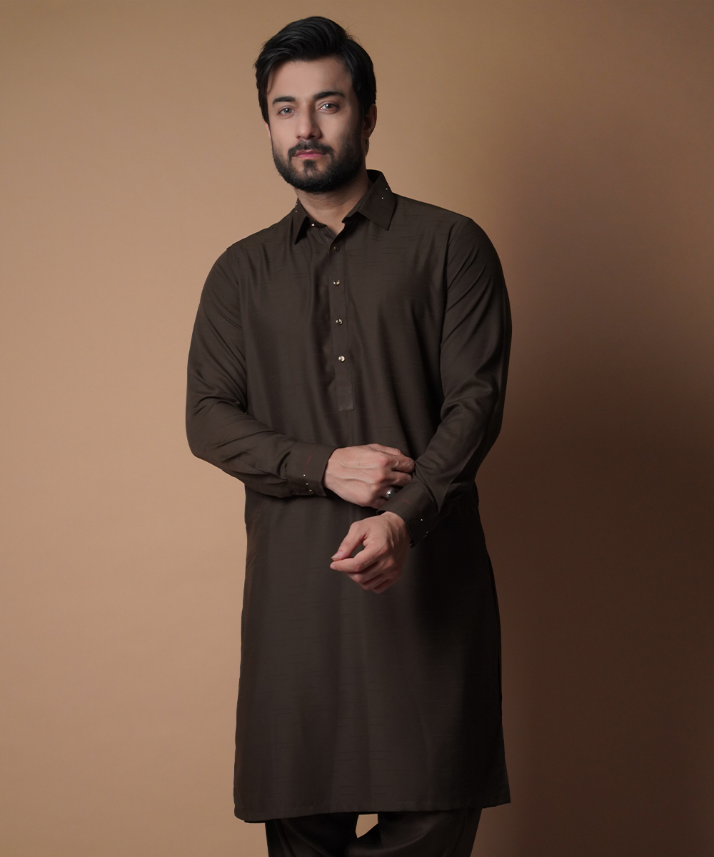 Elegant Deep Brown Shalwar Kameez - Traditional Pakistani Outfit for Women | Perfect for Weddings, Festivals & Special Occasions