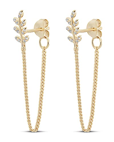 14K Gold Plated / CZ Leaf