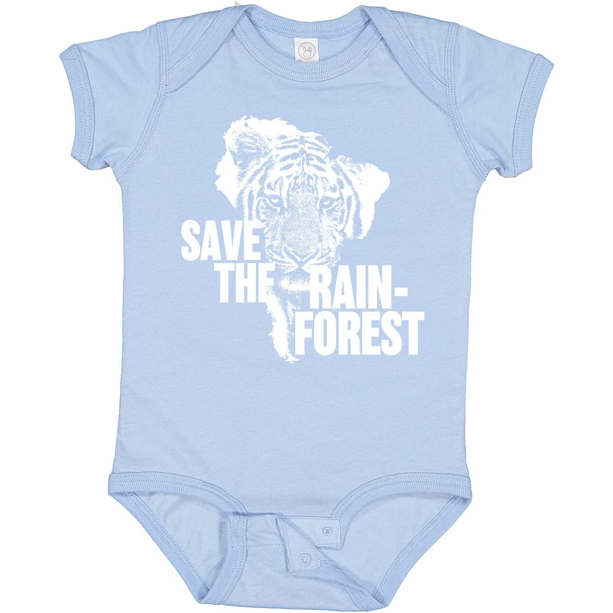 Inktastic Save The Rainforest Tiger with South America Silhouette Baby Bodysuit - Cute Eco-Friendly Outfit for Infants, Toddler Animal Lovers, Earth Day & Wildlife Conservation Gifts