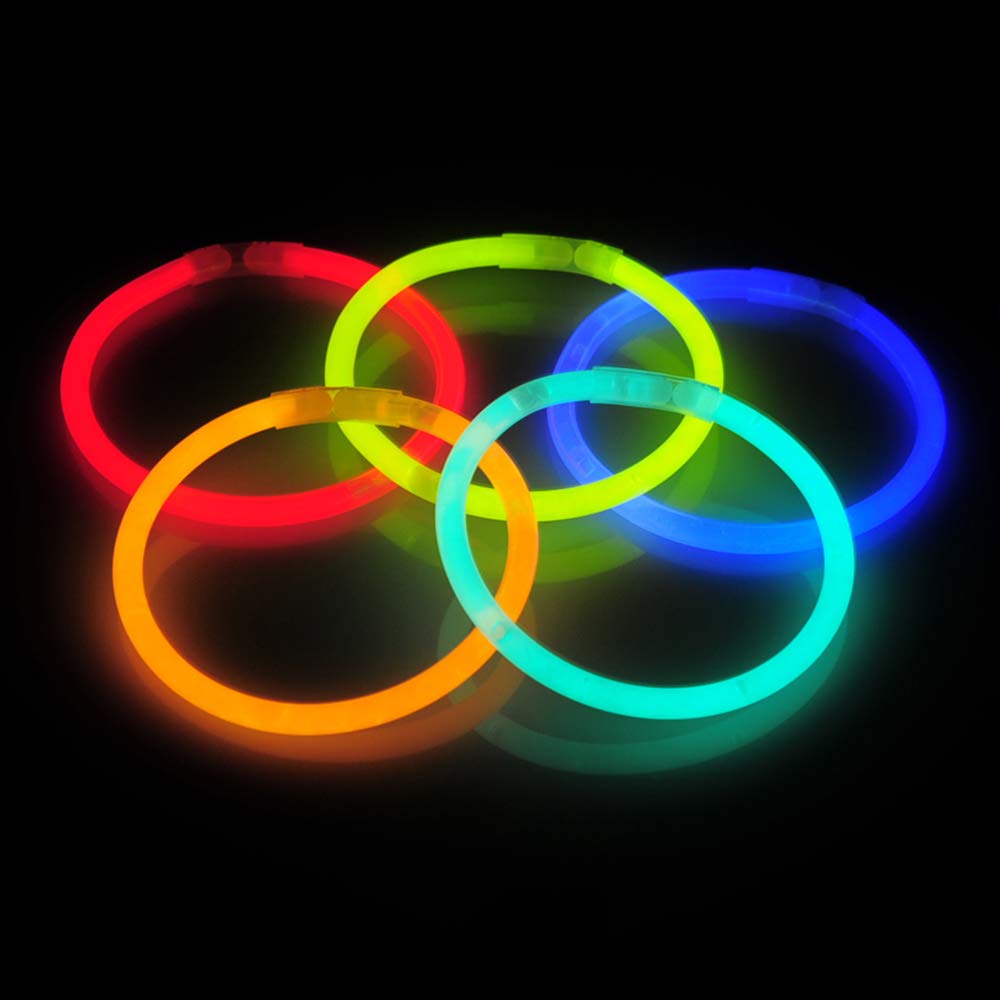 JOYIN 100 Pcs 8 Inch Glow Sticks Bulk Pack - Glow Bracelets & Necklaces for Parties, Raves, Concerts - Glow in the Dark Party Supplies for Halloween, Christmas, Easter, Football Games, Night Events & Festivals