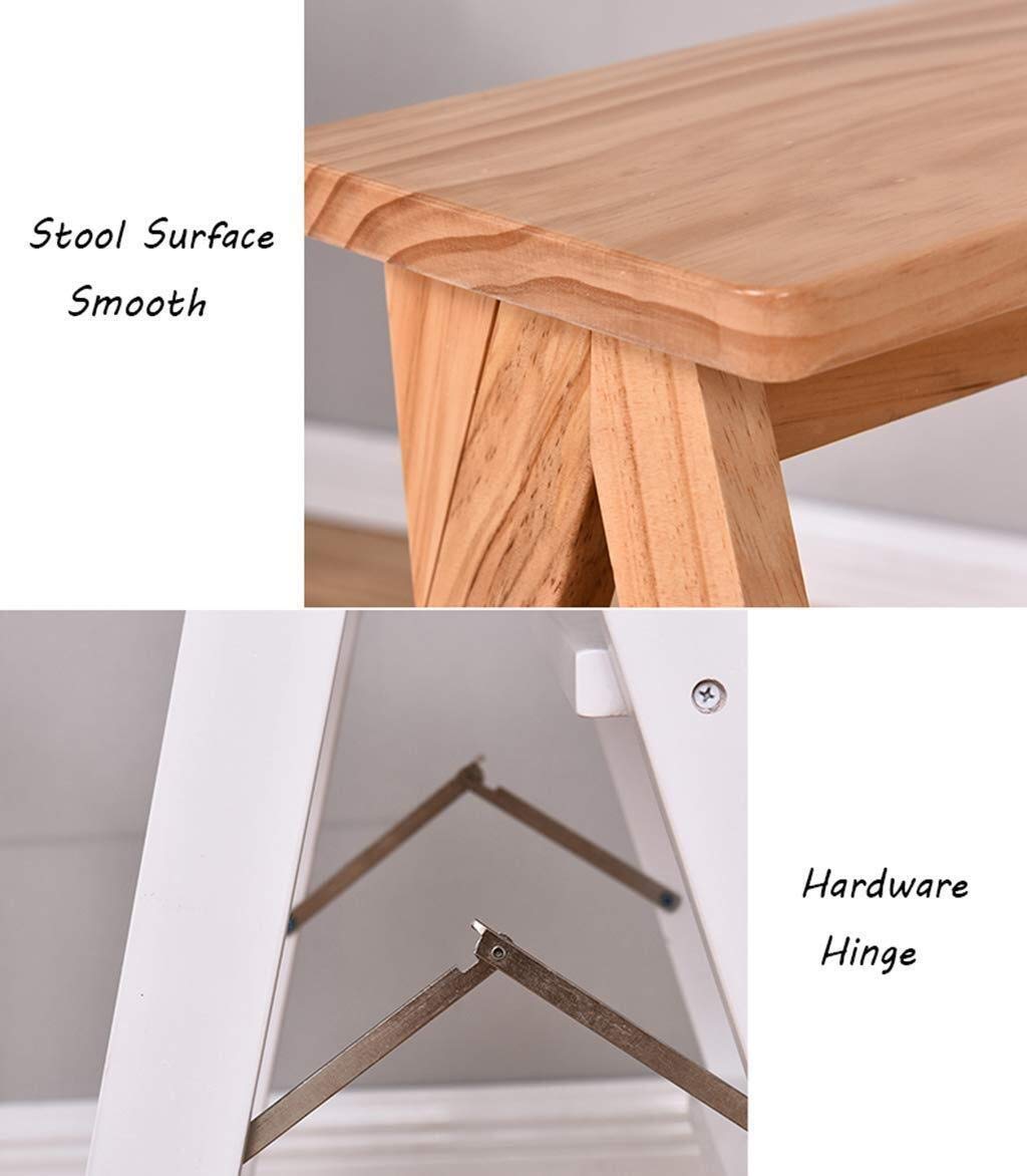 KAZUP 3-Step Wooden Folding Step Stool for Home, Kitchen, and Indoor Use - Solid Wood Foldable Ladder Stool for Kids & Adults - Perfect for Reaching High Shelves, Cabinets, and Storage