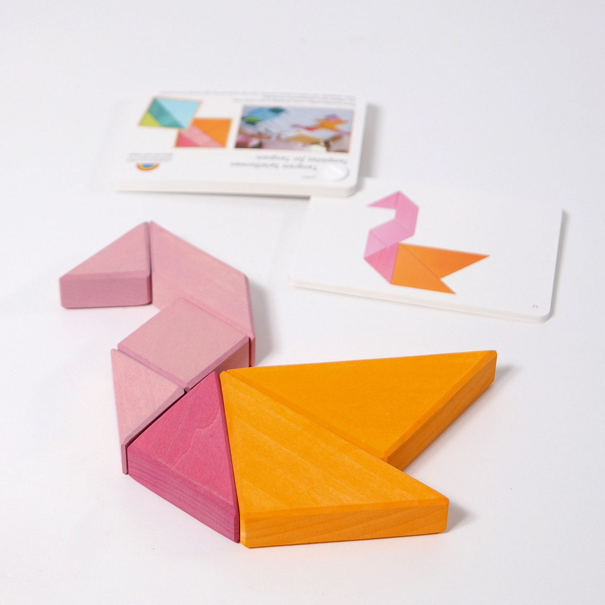 Grimm's Wooden Tangram Puzzle Set with 7 Pieces & Templates - Educational Brain Teaser for Kids & Adults - Perfect for Home, Classroom, and Travel Learning Activities