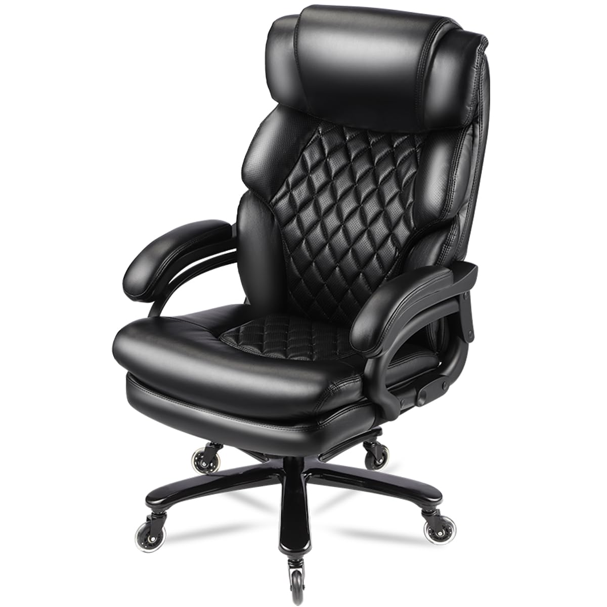 500lbs Heavy Duty Big and Tall Office Chair - Executive Ergonomic Computer Desk Chair with 360° Swivel & Large Casters for Heavy People - Oversized Home Office Chair (Black) - Perfect for Large Workspaces, Gaming Setups & Professional Environments