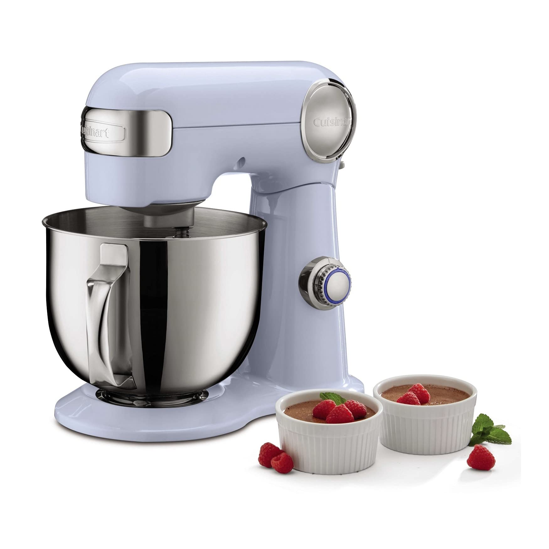Cuisinart SM-50BLU 5.5 Quart Stand Mixer - 12 Speed with Stainless Steel Bowl, Chef’s Whisk, Mixing Paddle, Dough Hook & Splash Guard - Frosted Blue - Perfect for Baking Cakes, Cookies, Bread & More in Your Home Kitchen