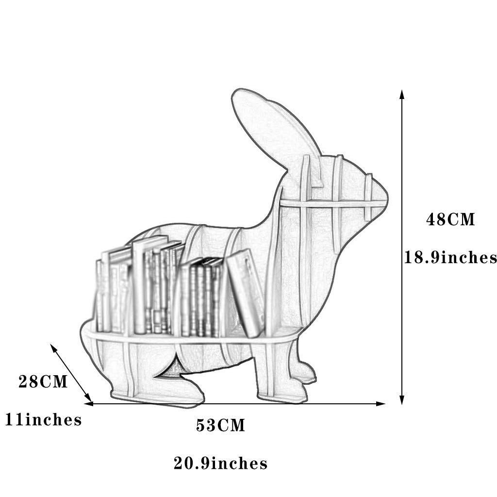 Kids Book Shelf Organizer - Rabbit-Shaped Floor Book Display Shelf for Children's Room | Eco-Friendly High-Density Board, No Assembly Needed | Perfect for Bedroom, Playroom & Classroom Organization