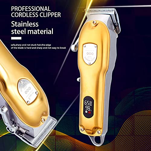 Professional Rechargeable Electric Hair Clipper & Beard Trimmer for Men - Low Noise Hair Cutting Machine with P93138-Silver-Box - Perfect for Home Barbering, Grooming, and Travel Use