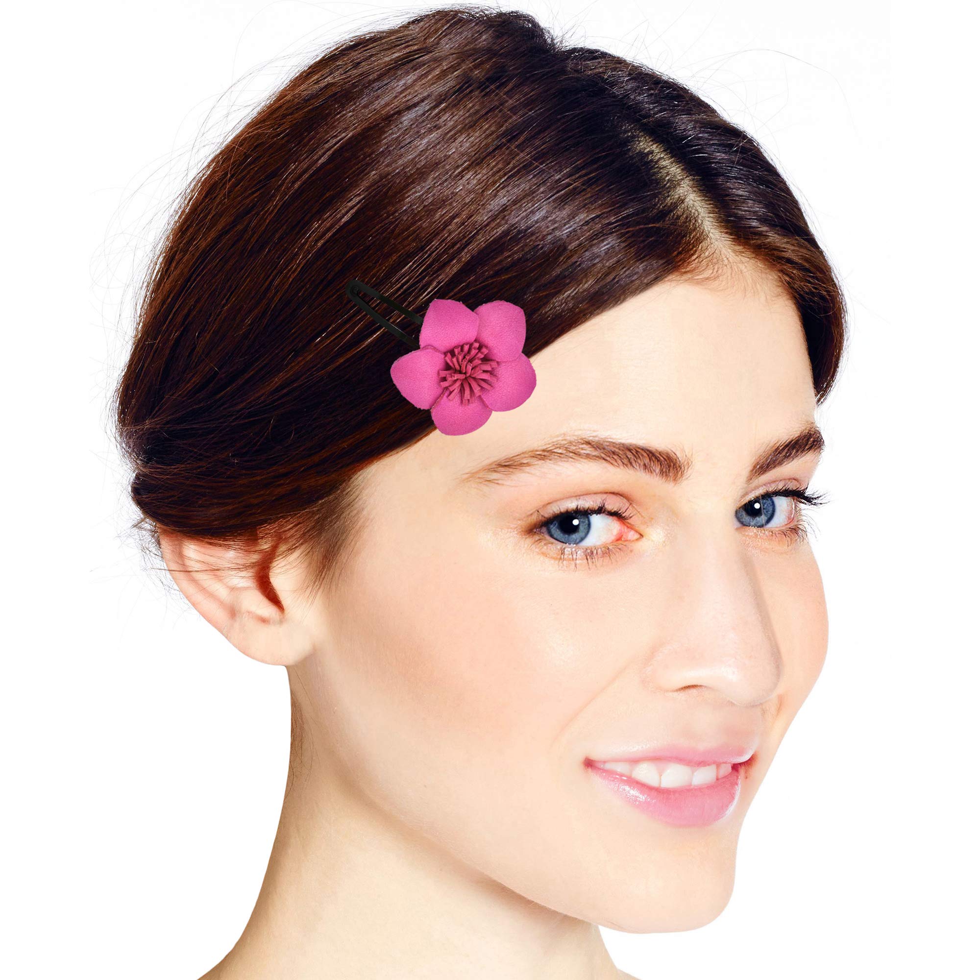 AeraVida Fuchsia Pink Tropical Flower Leather Hair Clip for Women - Fashion Hair Accessories for Parties, Weddings & Everyday Style