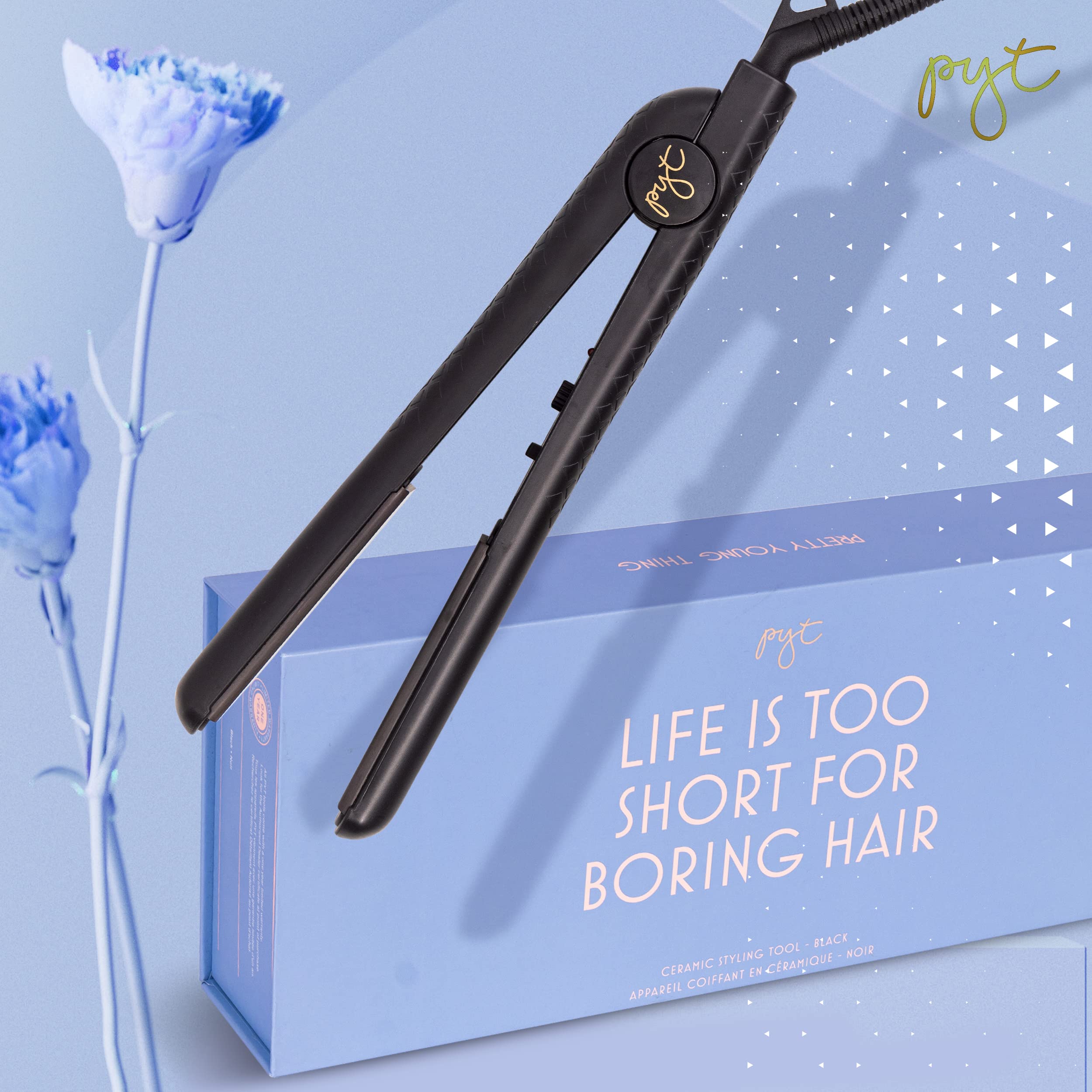 Professional Ceramic Flat Iron Hair Straightener - Pyt Styling Tool for Smooth & Shiny Hair (Black) | Perfect for Home Use, Salon Styling & Travel