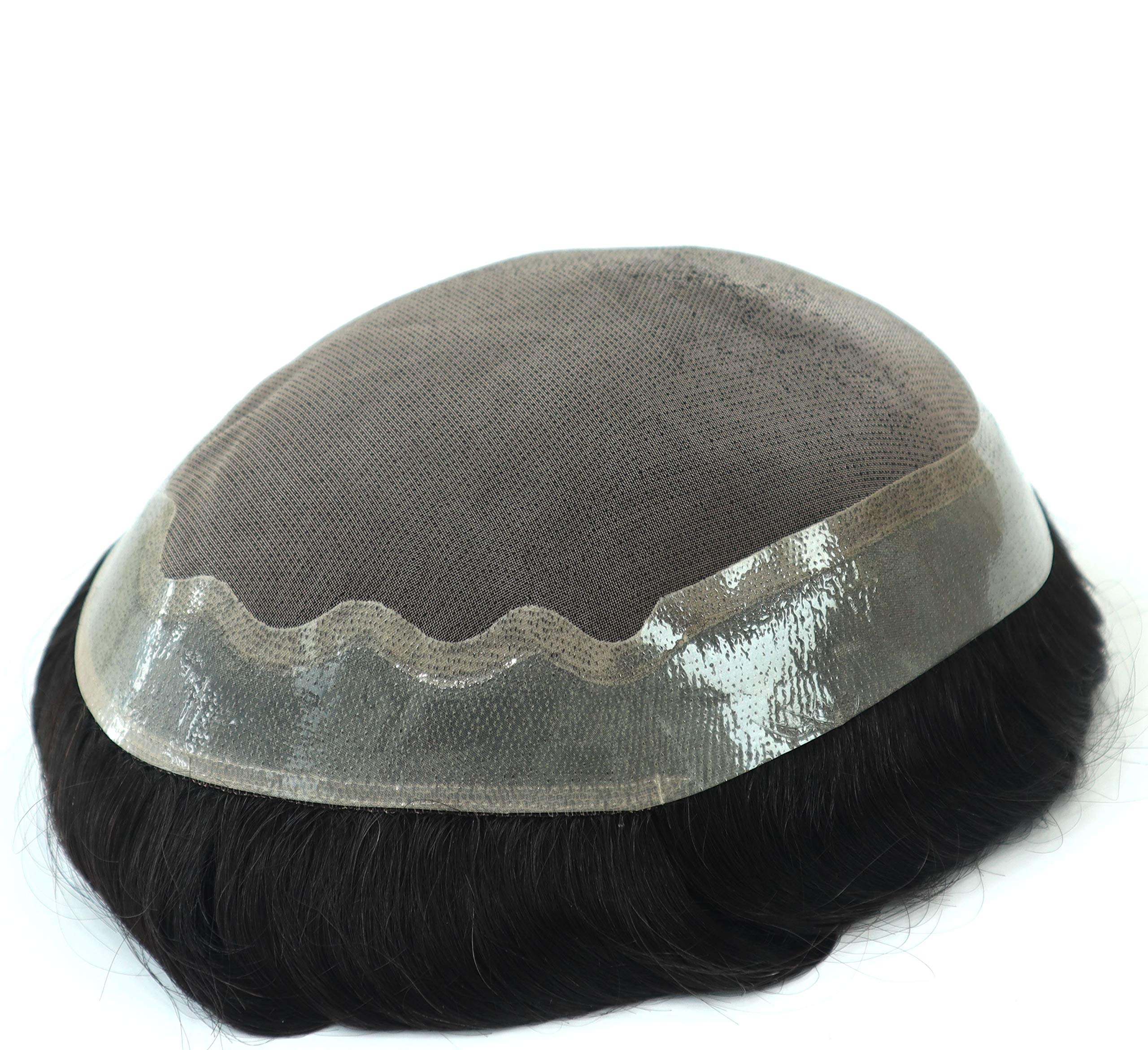Men's Real Human Hair Toupee - 6x8 Thin Skin Mono Hairpiece for Black Hair Replacement System | Natural & Undetectable Hairpiece for Thinning Hair | Perfect for Daily Wear, Special Occasions & Confidence Boost