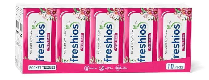 DYOMNIZY Soft Disposable Pocket Tissues - 20x20cm Travel Tissue Packs (10 Pulls/Pack) for Face, Hands & On-the-Go Use - Ideal for Women, Men & Kids | Perfect for Purse, Car, Office & Daily Outings