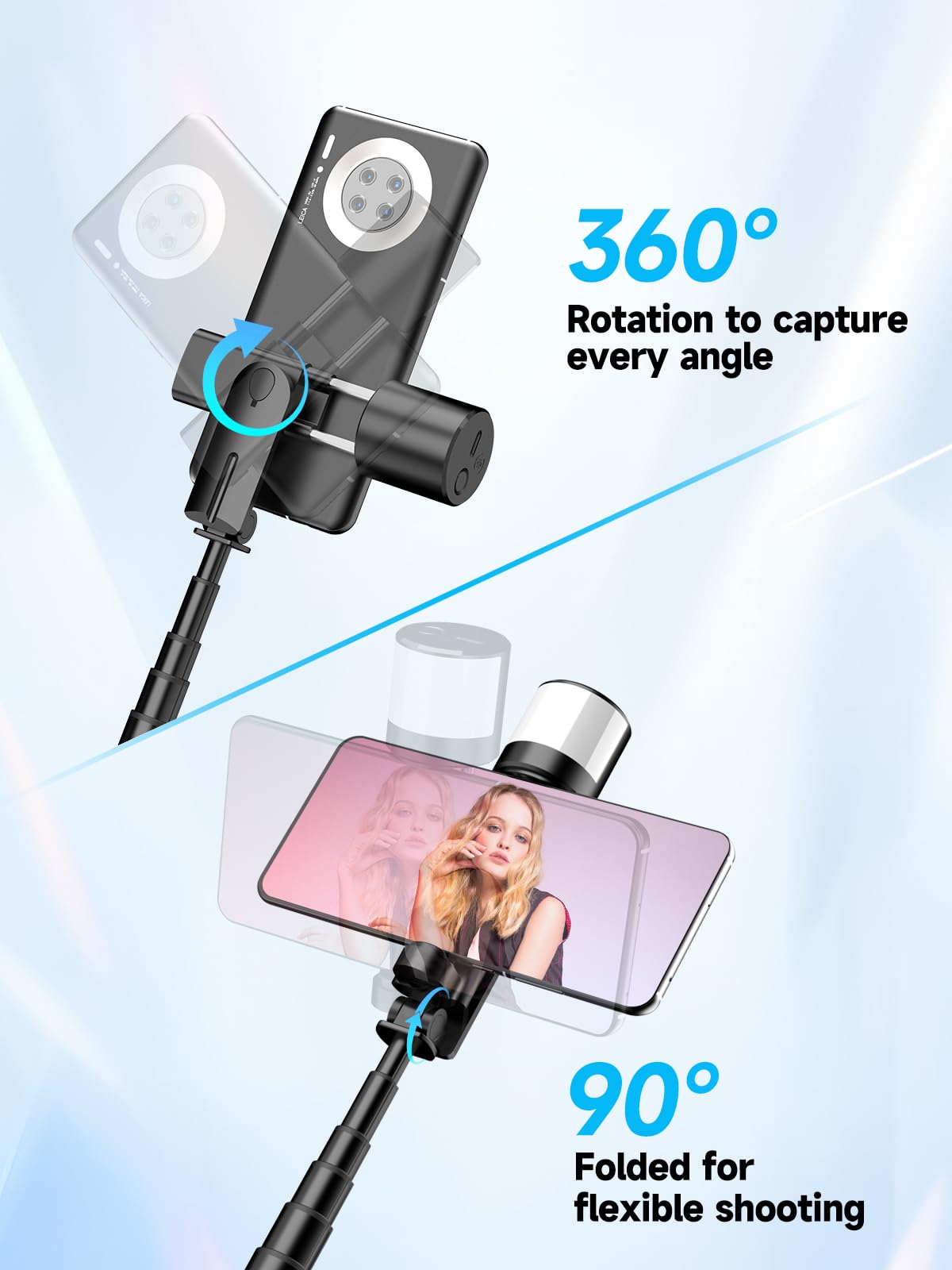 Moman Q12S 77cm Aluminum Selfie Stick Tripod with Fill Light - 360° Rotatable All-in-1 Phone Tripod Stand & Holder for Smartphones | Perfect for Travel, Vlogging, Live Streaming & Group Photos