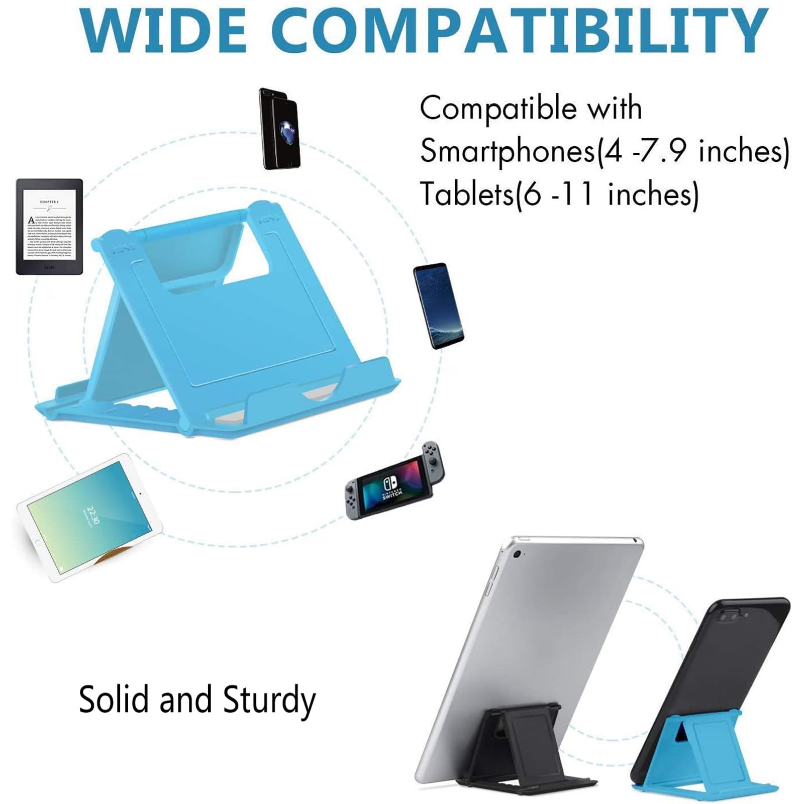 COOLOO 4-Pack Foldable Phone Stand for iPhone & Android - Desk & Travel Use