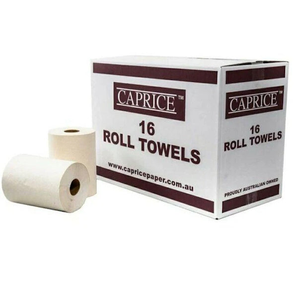 Premium Caprice Hand Rolls Towel - 16 Rolls (80m Total Length) | Soft & Absorbent Paper Towels for Kitchen, Bathroom & Office Cleaning