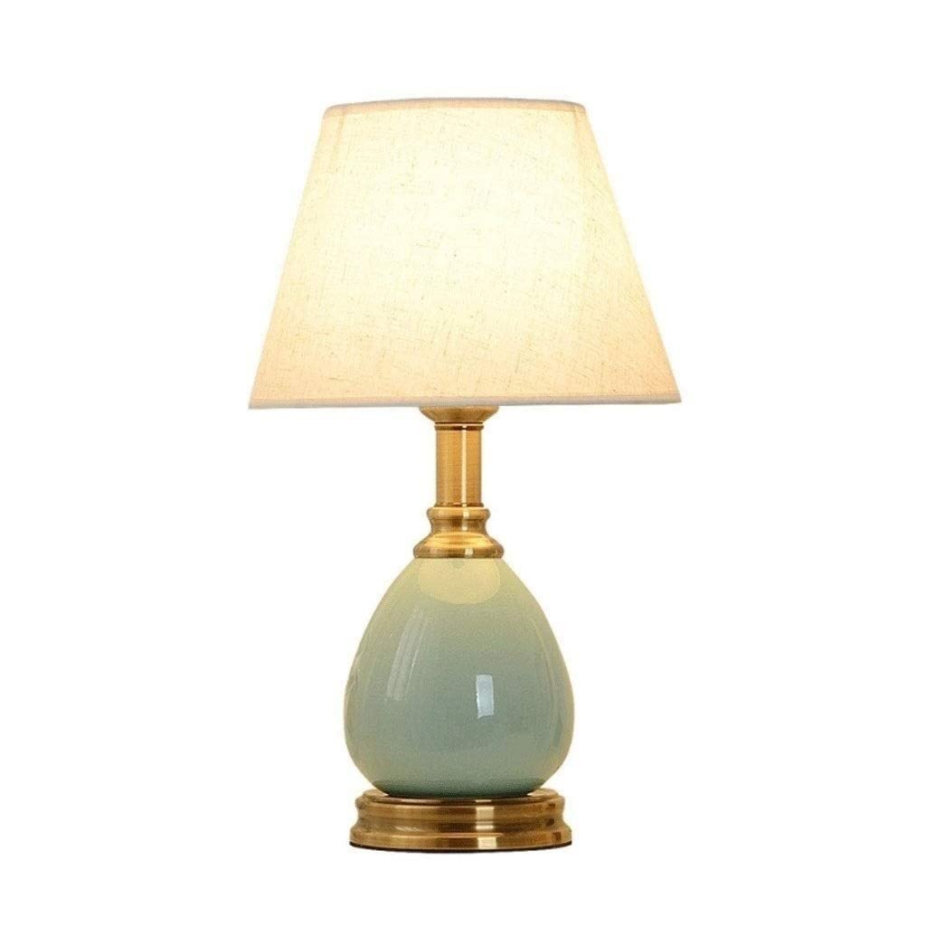 JGATW Retro Ceramic Table Lamp with LED & Fabric Lampshade - Dimmable E27 Desk Lamp for Bedroom, Living Room, Study & Nightstand | Perfect Home Decor for Cozy Reading & Relaxation