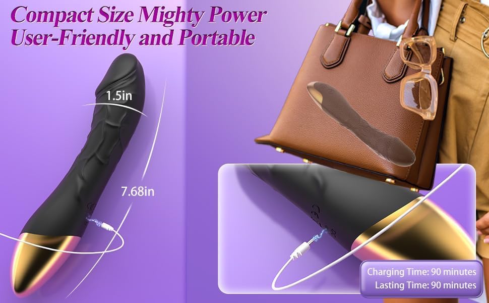Vooloka 7.7 Inch Realistic Vibrating Dildo for Women & Men, Wand Vibrator Anal Toy, Prostate Massager, Gay Sex Toy, Black - Perfect for Couples & Solo Play