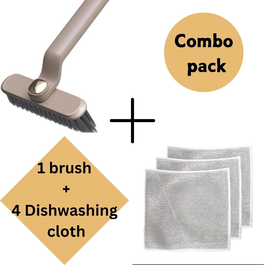 360 Degree Rotating Crevice Cleaning Brush Set - 5 Pack Multi-Purpose Hard Bristle Brushes for Tile, Bathroom, Kitchen & Hard-to-Reach Areas (Purple, Color May Vary) - Perfect for Grout Cleaning, Shower Tiles & Tight Spaces
